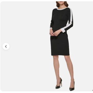 NWT DKNY Racing-Stripe Knit Sheath Dress, size S